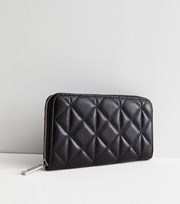 New Look Black Quilted Leather-Look Large Purse